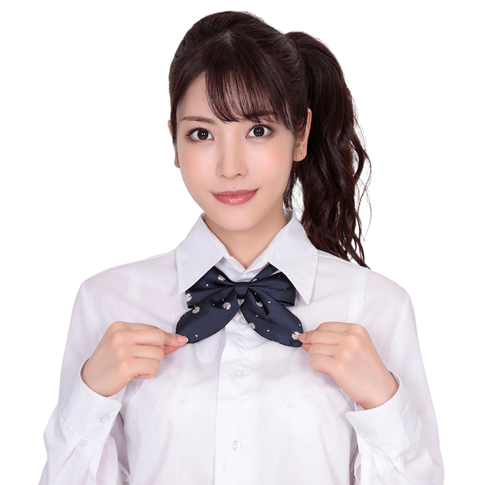 きゅん可愛スクールリボン 紋章花ネイビー