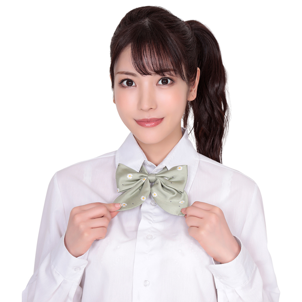 きゅん可愛スクールリボン 紋章花グリーン