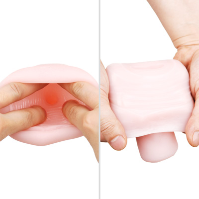 シンプルなＶ溝が奥までつづく内部構造を採用。モッチリ素材との相性もよく、マイルドな刺激をじっくりと堪能できます。