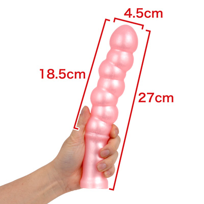 全長：27.0cm
有効導入長：18.5cm
太さ：4.5cm
持ち手グリップのある団子スティック。
太さもそこそこでハードユーザーにも対応。
不規則なコブが性感スポットを探り当てます。