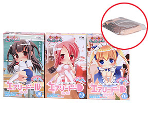 可愛いパッケージ。バリエーションは「ＪＫ」「ナース」「メイド」の３種類で、折りたたまれた状態もコンパクトですね。