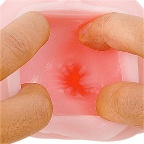 序盤は縦ヒダのみでつるっとしています。手前に見える小粒が密集しながら奥へとつづき、擬似的なヒダを形成。