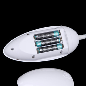 電源は単四電池×３本（付属）。電池ボックスはコントローラー背面です。なるべくアルカリ電池を使いましょう。