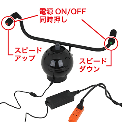 ＡＣ電源式のため、パワフルなうえにスタミナ切れの心配もなし。左右グリップのボタンでスピード調整も自在です。