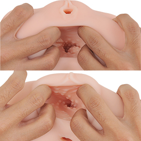 どちらの穴の挿入口も、本物の女性器に近いデザインであり、挿入前の高揚感を高めます。