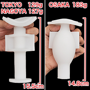 「TOKYO」と「NAGOYA」の外観は同じ。「OSAKA」のみ、ゴロッと丸みのあるボディです。　※数値はＮＬＳ実測値
