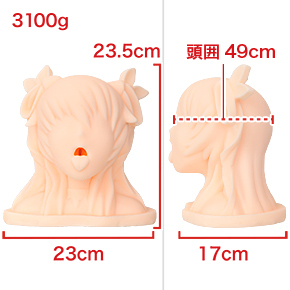 一般的な成人女性の頭囲が55～60cmですから、頭部としてはかなりリアルなサイズ感。　※数値はＮＬＳ実測値