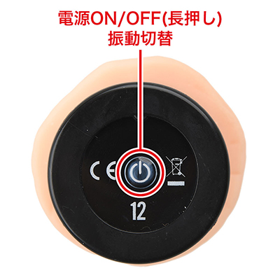 バイブ底面のボタンで、全12種類の振動パターンを操作することができます。