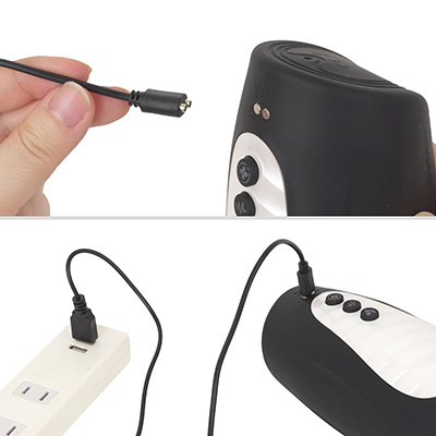 USB充電ケーブルの接続がマグネット式に変更されました。スペックはフル充電まで約３時間、連続稼働は約50分です。