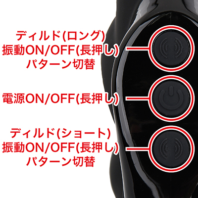 内部には固定用と挿入用の２つのローターが搭載されており、それぞれのボタンで振動を調整可能です。