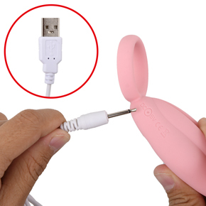 USB充電式。ローター表面にプラグを差し込みます。