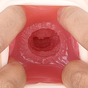 ゼリーのような粘膜素材にはカサ高のヒダが並び、いきなりペニスを弾きまくります。すき間に隠れたイボも好感触。