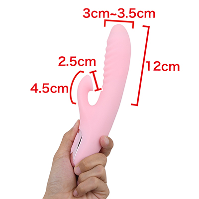 挿入用のヘッドと、クリ吸引用のバイブが合体した形です。※数値はNLS実測値。