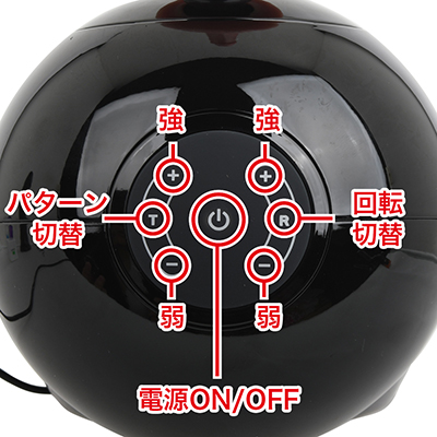 本体側のボタン。左右のボタンでピストンとスイングのスピードを調整します。