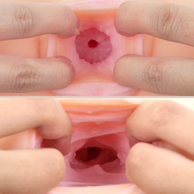 【イデア】　ピンク色のしぶとい純潔膜を突き破ると、大きなヒダの膣圧で最深部15cmまでであなたを搾り取ります。