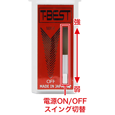 電源とスイングの切り替えは無段階式となっています。