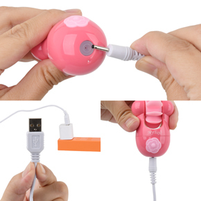 充電は汎用性の高いUSB式。バイブ底部にプラグを差し込みます。