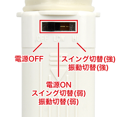 強と弱のみの二段階調節で操作も簡単です。