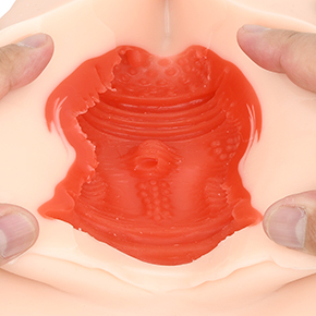 ２穴とも感触は似ていますが、膣側の方が刺激はやや強め。イボ・ヒダ混合ですが、ヒダの摩擦が顕著です。
