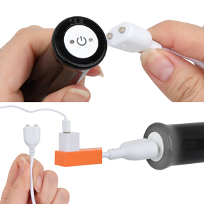 充電はUSB充電式。充電時間は約120分、連続稼働時間は約40分です。充電中はライトが点滅し、満充電はライトが点灯します。