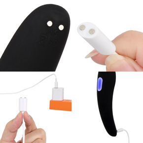 充電はUSB充電式。充電時間は約120分、連続稼働時間は約60分です。充電中はライトが点滅します。