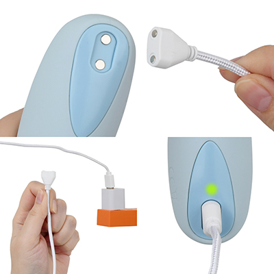 マグネット式の充電は内部に水が侵入しにくい防水性の高さで、使用後も丸洗いOK。お風呂でも楽しめます。