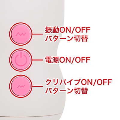 振動パターンは全５種類。大小のヘッドは同時に振動します。