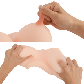 人肌のように柔らかく滑らかな触り心地。乳首は非着色なので弄りまわしても色落ちしません。