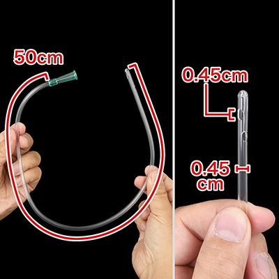 チューブの仕様は共通。太さと２カ所の噴射口をずらしている点も前作と同じようです。　※数値はＮＬＳ実測値