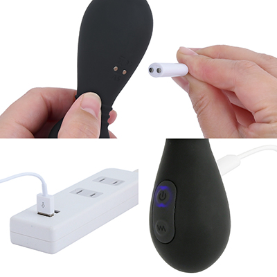 充電はマグネット式USB充電仕様。充電時間は約60分、連続稼働時間は約60分です。充電中はライトが点滅します。