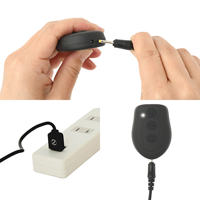 【リモコン】充電はUSB充電式。充電時間は約180分です。充電中はライトが点滅します。