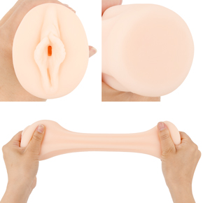 半勃ち状態でもやさしく迎え受け入れてくれるビラビラな挿入口。ベタつきの無いさらっとした質感で、不快なニオイもほぼありません。構造は非貫通式です。
