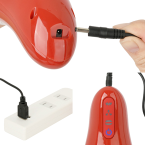 充電はUSB充電式。充電時間は約180分、連続稼働時間は約60分です。充電中はライトが点滅します。