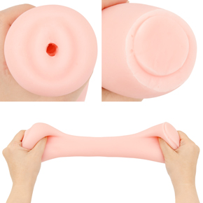 構造は非貫通型。ぷっくりとしたワレメに大口径で入れやすい挿入口。柔らかく手に吸い付くような触り心地です。