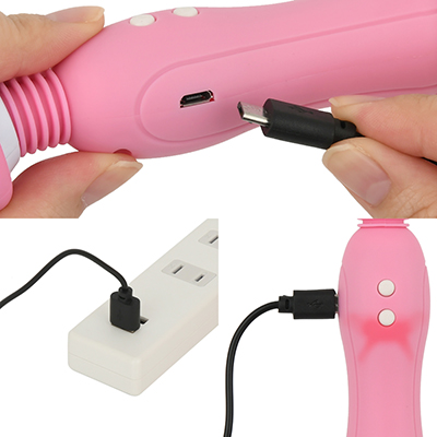 充電はUSB充電式。充電中はライトが点滅します。