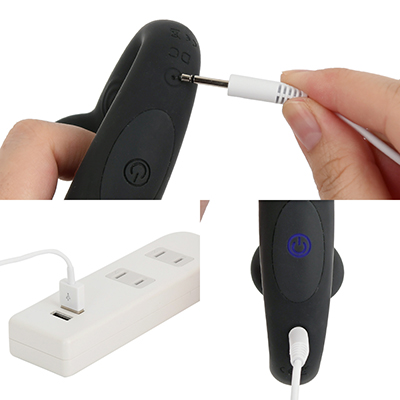 充電はUSB充電式。充電時間は約90分、連続稼働時間は約90分です。充電中はライトが点滅し、充電が完了するとライトが点灯します。