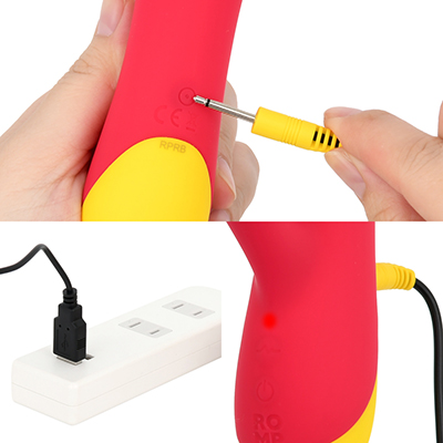 充電はUSB充電式。充電時間は約180分、連続稼働時間は約60分です。充電中はライトが点滅します。
