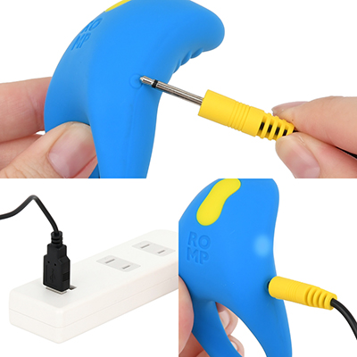 充電はUSB充電式。充電時間は約180分、連続稼働時間は約60分です。充電中はライトが点滅します。