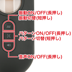 シンプル操作の３つボタンで使いやすい。モミモミ吸引７パターン×パワフル振動７パターンの全49種類のバリエーションが楽しめます。