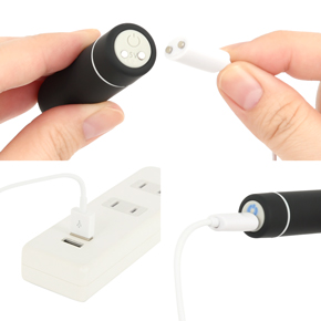 本体の充電はマグネット式USB充電仕様。充電時間は約120分、連続稼働時間は約40分です。充電中はライトが点滅します。