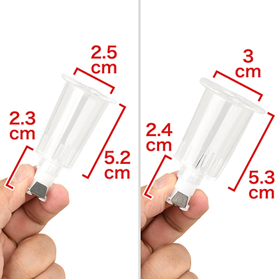 【専用シリンダーＭ／Ｌ】“Ｌ”になるとアナル吸引も視野に入り、敏感な薔薇づくりが可能に。　※数値はＮＬＳ実測値