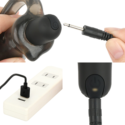 充電はUSB充電式。充電時間は約90分、連続稼働時間は約60分です。充電中はライトが点滅します。