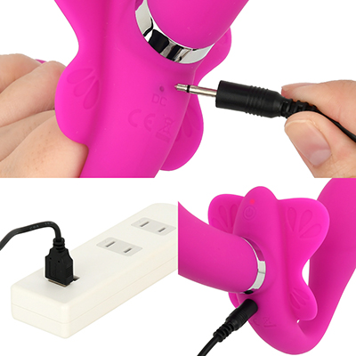 充電はUSB充電式。充電時間は約120分、連続稼働時間は約40分です。充電中はライトが赤く点灯し、消灯したら充電完了です。