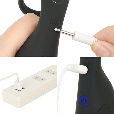 充電はUSB充電式。充電時間は約90分、最大連続稼働時間は約120分です。充電中はライトが点滅し、充電が完了するとライトが点灯します。
