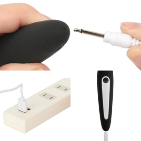 充電はUSB充電式。充電時間は約120分、連続稼働時間は約45分です。充電中はライトが点灯し、充電完了後はライトが消灯します。