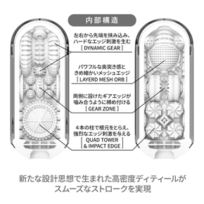 【ブラック】エッジの効いたディテールと、しっかりと締めつける高弾力ゲルを採用。
スムーズな高速ストロークとともに、ハードな快感をお楽しみいただけます。
