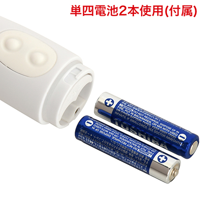 電池交換式。写真の向きに合わせて電池をセットしてください。