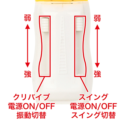 回転とクリバイブは、それぞれ無段階調節が可能です。