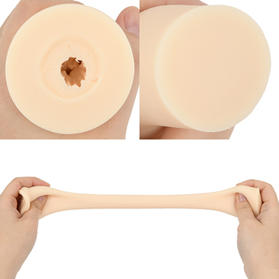 壁面はそこまで厚くなく、伸縮性のある非貫通式です。