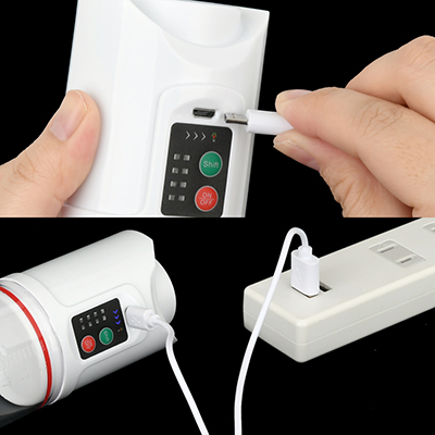 充電はUSB充電式。充電時間は約120分、連続稼働時間は約90分です。充電中はライトが点滅し、充電完了後はライトが点灯します。